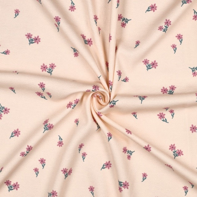 Waffeljersey floral apricot weich elastisch