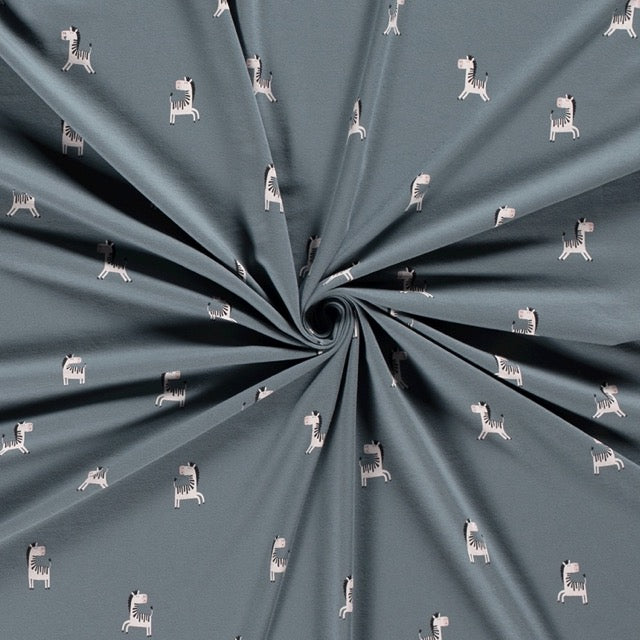 Elastischer Kinderstoff mit Zebra Muster