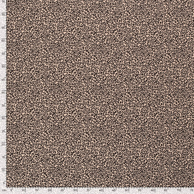 Jerseystoff mit feinem Leopardenmuster in Beige und Schwarz.