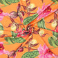 Viscose Twill Camiguin  orange 140 cm breit mit Orchideen-Sommerprint – perfekt fallend für Röcke und Tops bei kikkomo.de