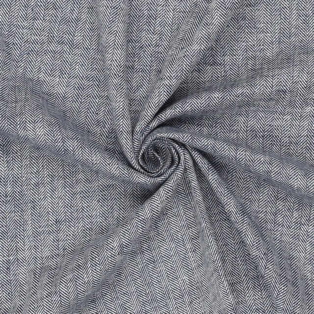 Linen Cotton Herringbone mit feiner Fischgratstruktur