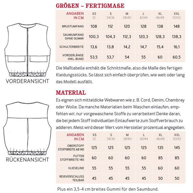 FRAU BORA Weste | Papierschnitt