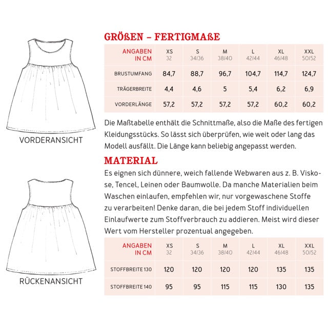 Papierschnittmuster mit Anleitung für eine luftiges Sommertop mit Kräuseln von Studio Schnittreif für fortgeschrittene NähanfängerInnen.