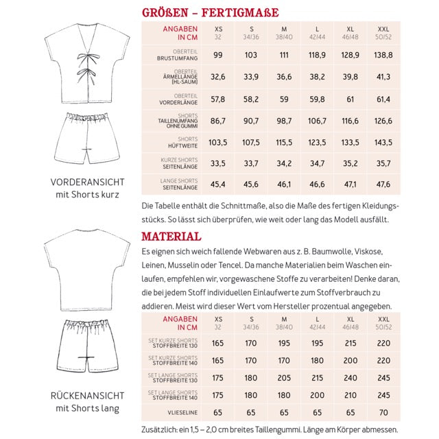 FRAU VIOLA Sommerpyjama | Papierschnitt