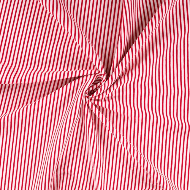 Jersey mit schmalen 3 mm Streifen in Rot-Weiß