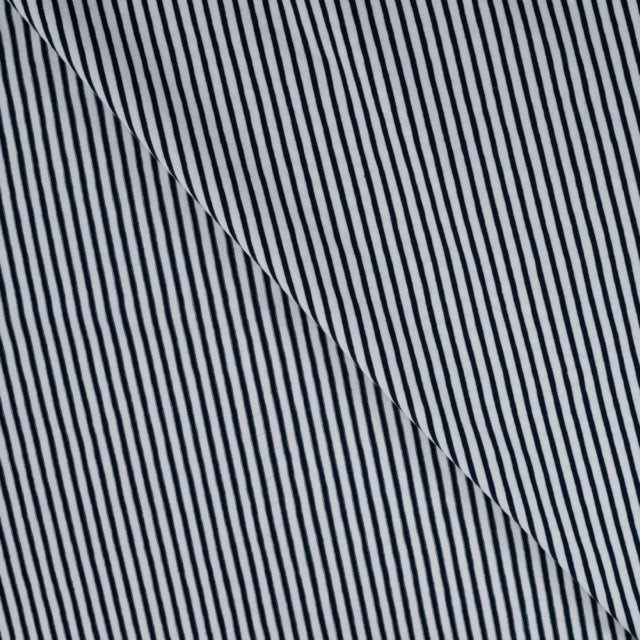 Jersey mit schmalen 3 mm Streifen in Blau-Weiß