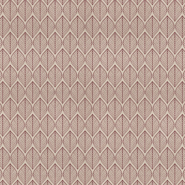 Leaf Line Minimalist Linenlook Half Panama Premium mit grafischem Blattmuster in Weinrot auf hellem Hintergrund