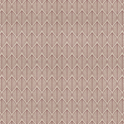 Leaf Line Minimalist Linenlook Half Panama Premium mit grafischem Blattmuster in Weinrot auf hellem Hintergrund