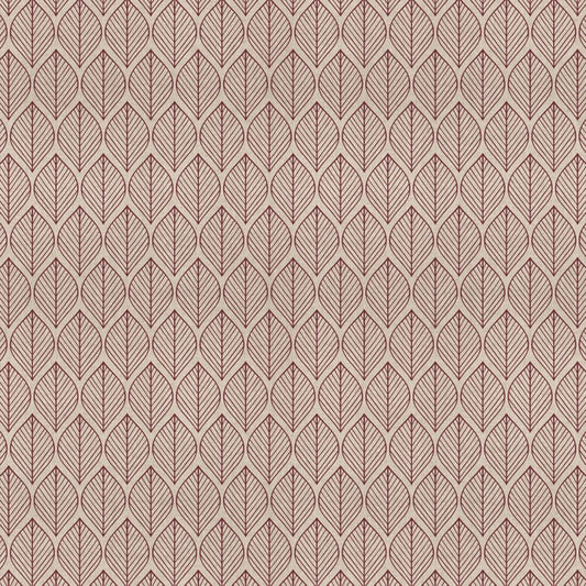 Leaf Line Minimalist Linenlook Half Panama Premium mit grafischem Blattmuster in Weinrot auf hellem Hintergrund