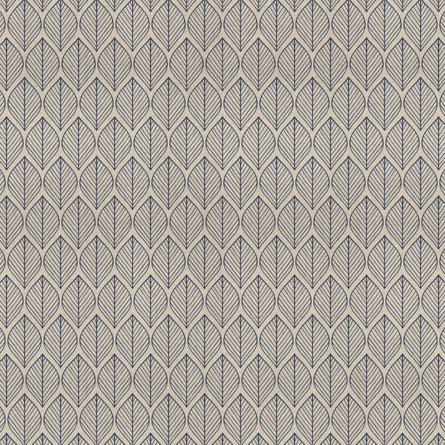 Leaf Line Minimalist Linenlook Half Panama Premium mit grafischem Blattmuster in Dunkelblau auf hellem Hintergrund