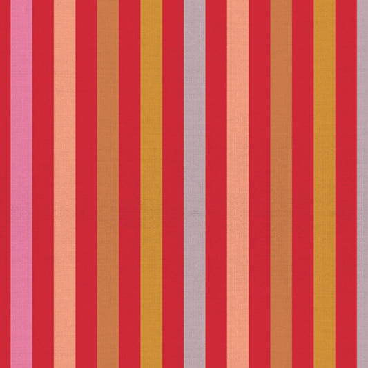 Art Gallery Fabrics Stripe in Fruit Salad PWOV-6001 mit eingewebten Streifen in Rot Pink Orange Rosa und Senfgelb