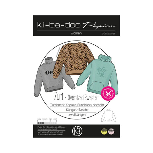 Papierschnittmuster Oversized Damen Sweater Zuri Ki-Ba-Doo