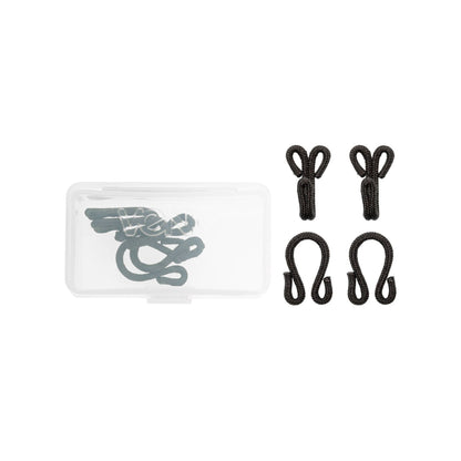 Veno Pelzhaken – 4 Stück, Farbe schwarz – stabile & dezente Verschlüsse für Mäntel, Jacken und Westen.