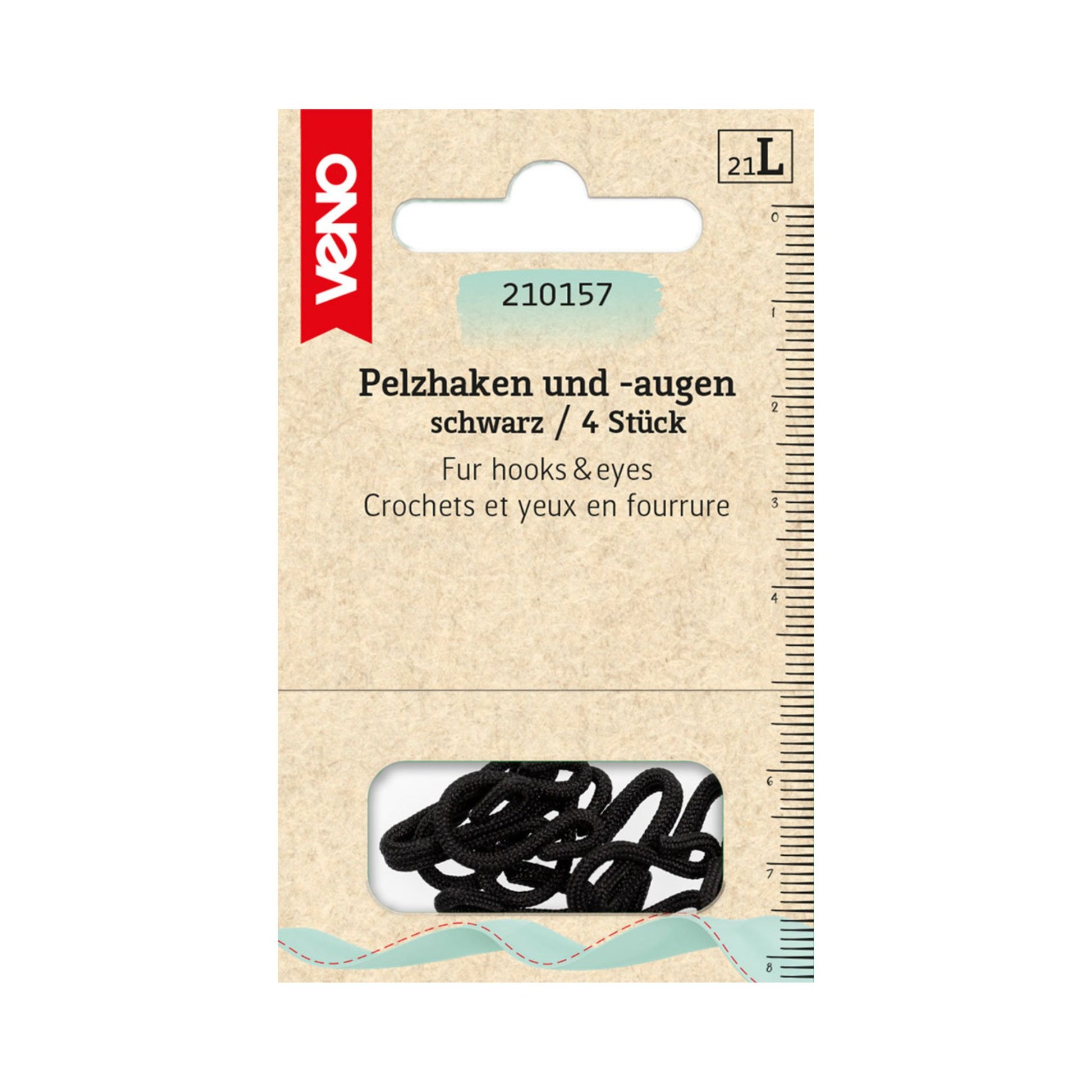 Veno Pelzhaken – 4 Stück, Farbe schwarz – stabile & dezente Verschlüsse für Mäntel, Jacken und Westen.