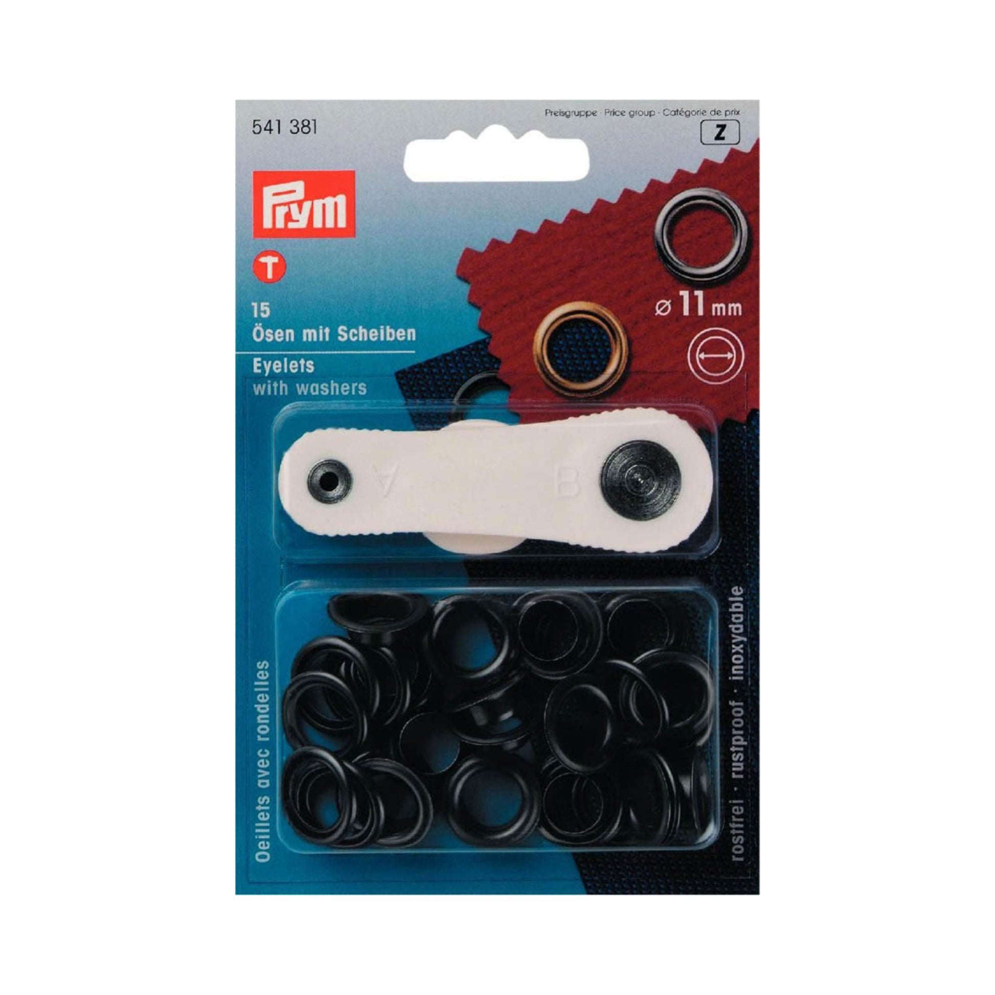 Prym Ösen 11 mm brüniert aus Metall, rostfrei, inkl. Werkzeug – für Taschen, Rucksäcke und kreative Nähprojekte.