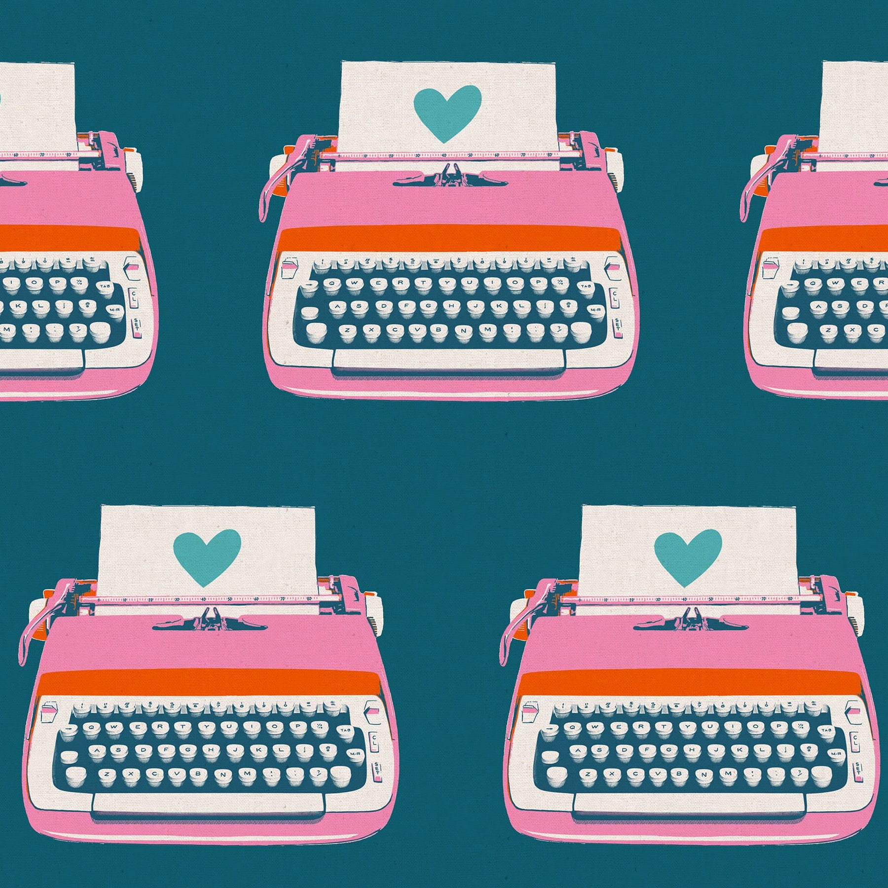 Canvas „Darlings 2 – Typewriter“ – Retro-Schreibmaschinenmotiv auf stabilem Canvas, teal