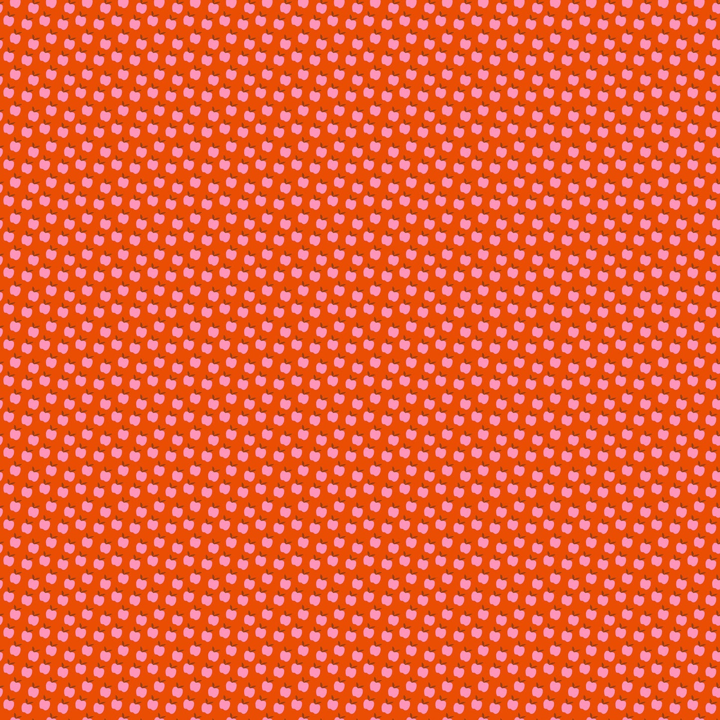 Baumwollstoff Catnap von Alexia Abegg – rotorange Stoff mit kleinen rosa Äpfeln