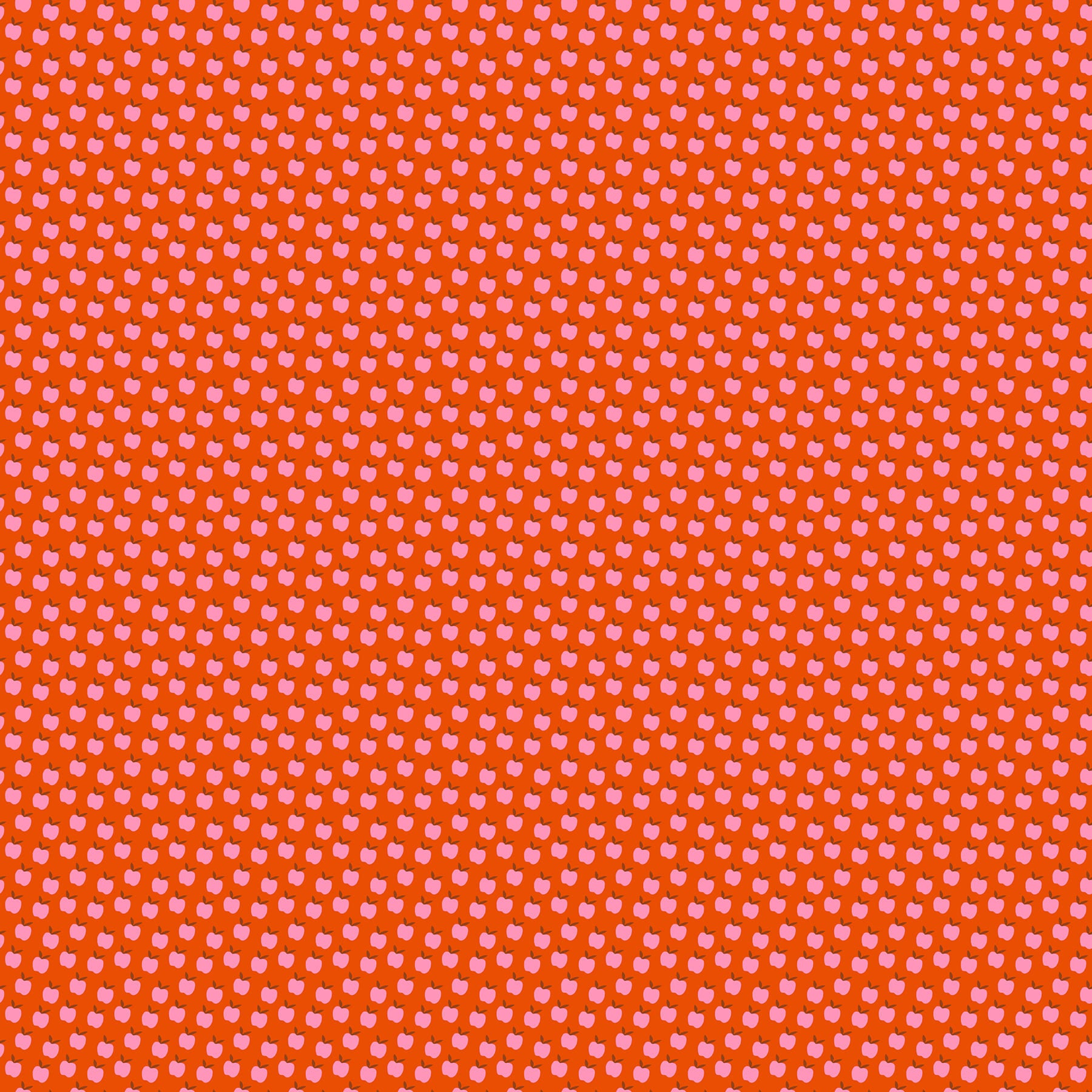 Baumwollstoff Catnap von Alexia Abegg – rotorange Stoff mit kleinen rosa Äpfeln