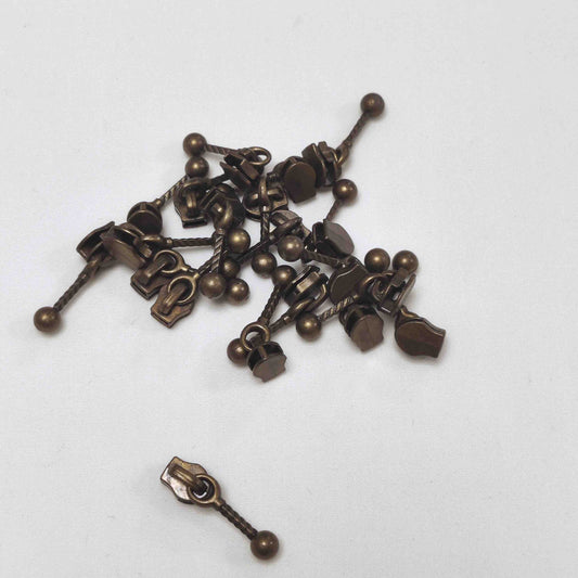 Schieber mit Kugelstab für Endlosreißverschluss 4,2 mm in Altmessing