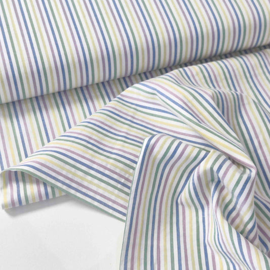 Seersucker Baumwollstoff mit schmalen Streifen – strukturierter Baumwollstoff