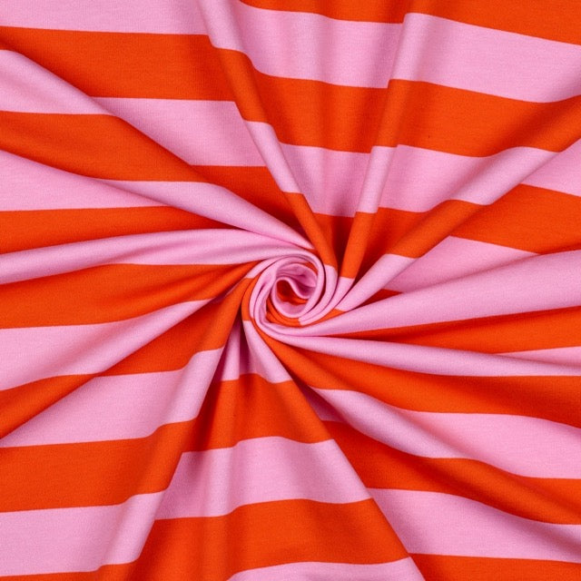 Softsweat mit Streifen in Rosa und Orange