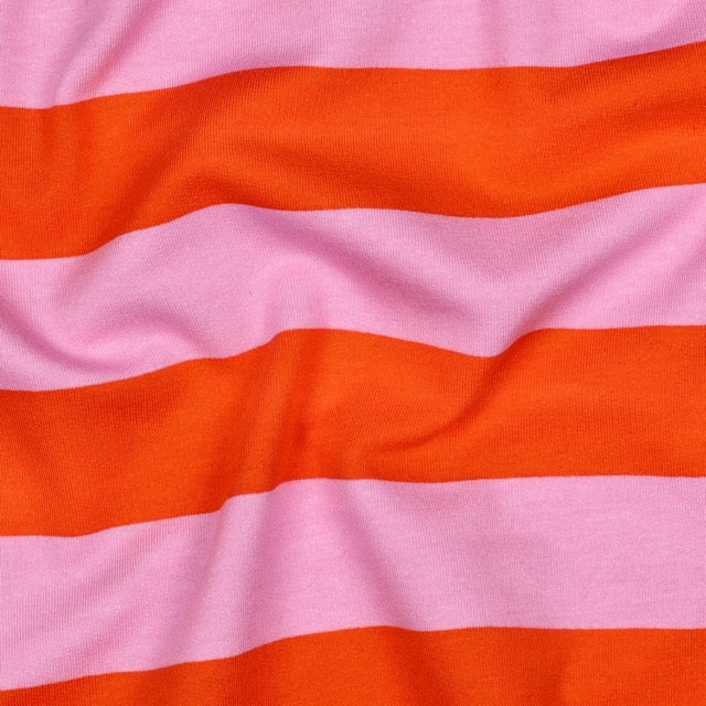 Softsweat mit Streifen in Rosa und Orange
