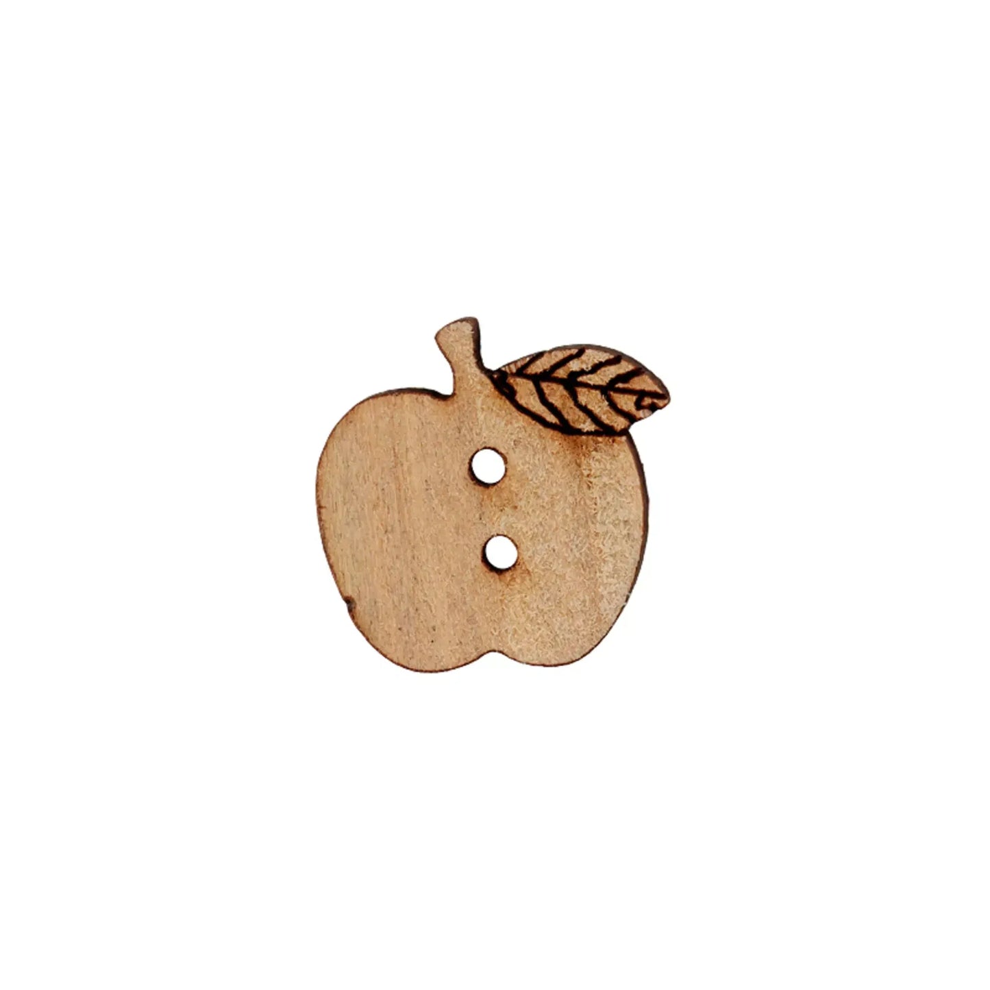Holzknopf 2-Loch „Apfel“ 18 mm – naturbelassen