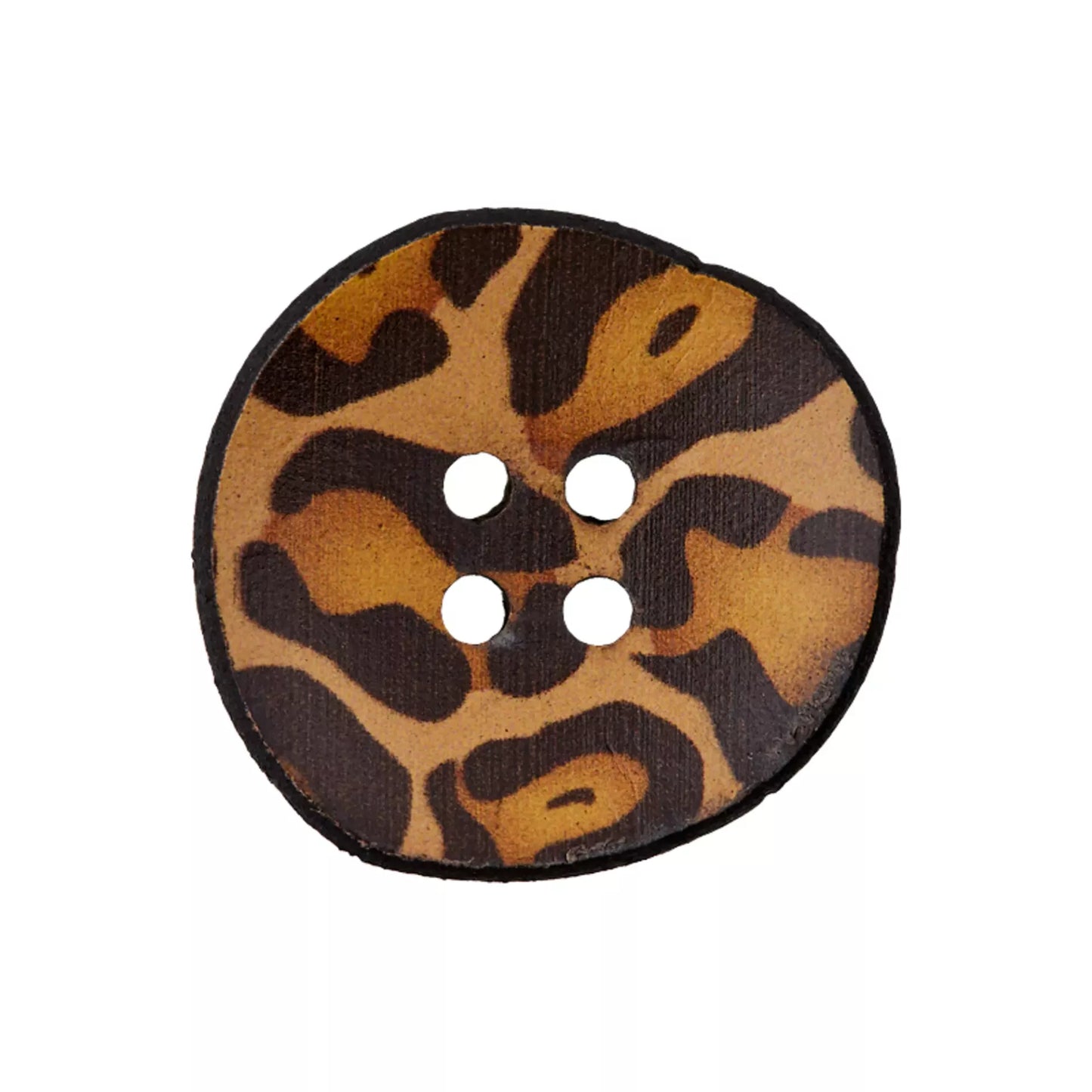 Prym Lederknopf mit Leomuster – recycelt, 4-Loch, 23 & 30 mm, braun