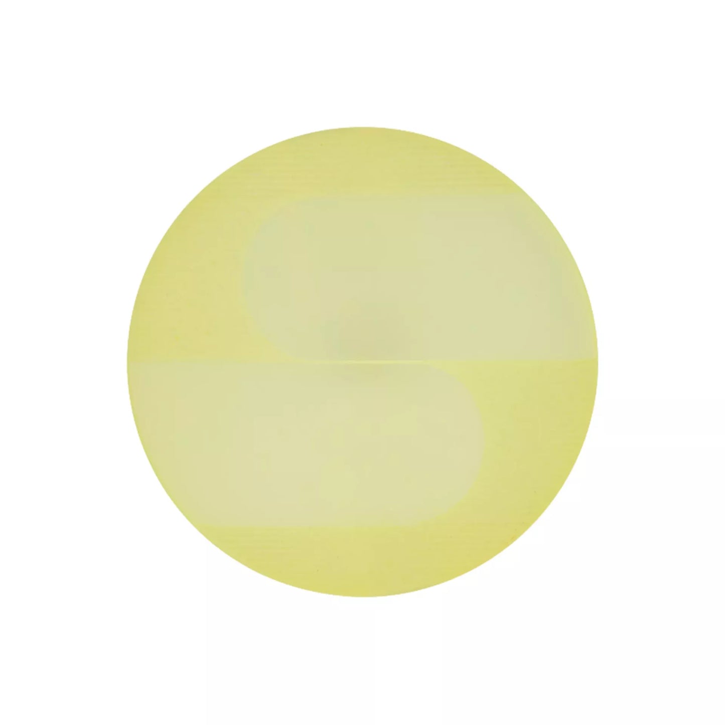 Gelber Prym Ösenknopf mit grafischem Retro-Muster, leicht gewölbt, 15 mm / 20 mm.