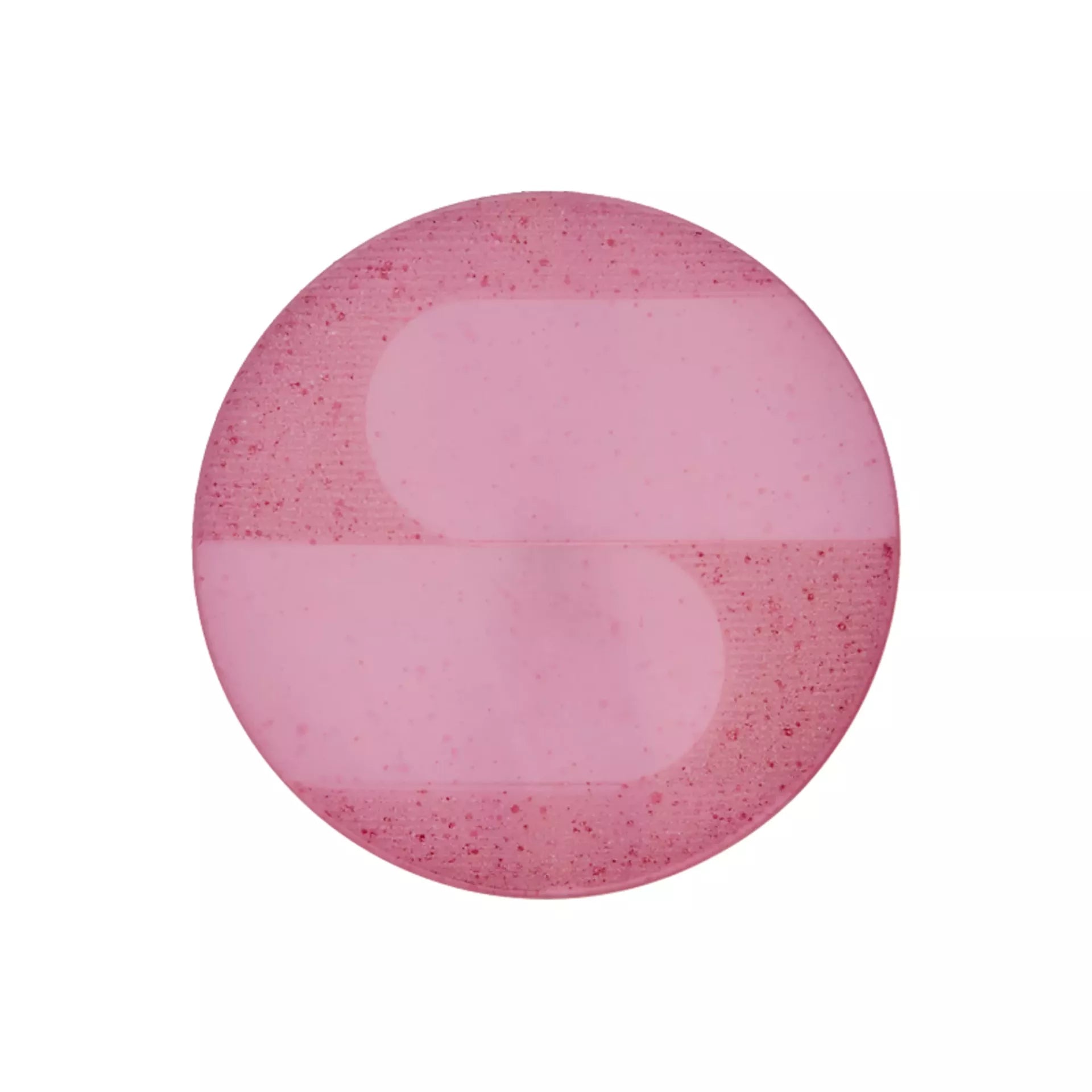 Roséfarbener Prym Ösenknopf mit grafischem Retro-Muster, leicht gewölbt, 15 mm / 20 mm.