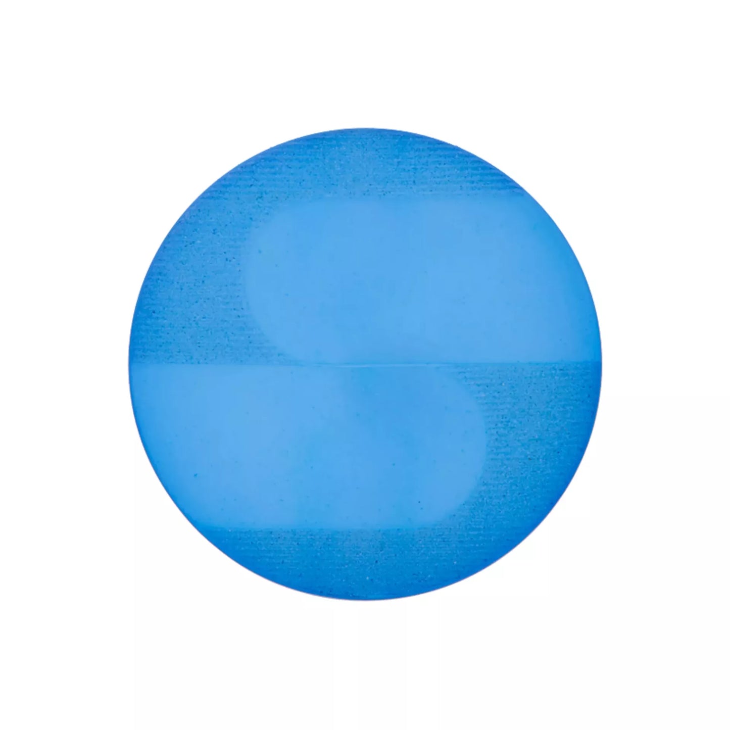 Blauer Prym Ösenknopf mit grafischem Retro-Muster, leicht gewölbt, 15 mm / 20 mm.
