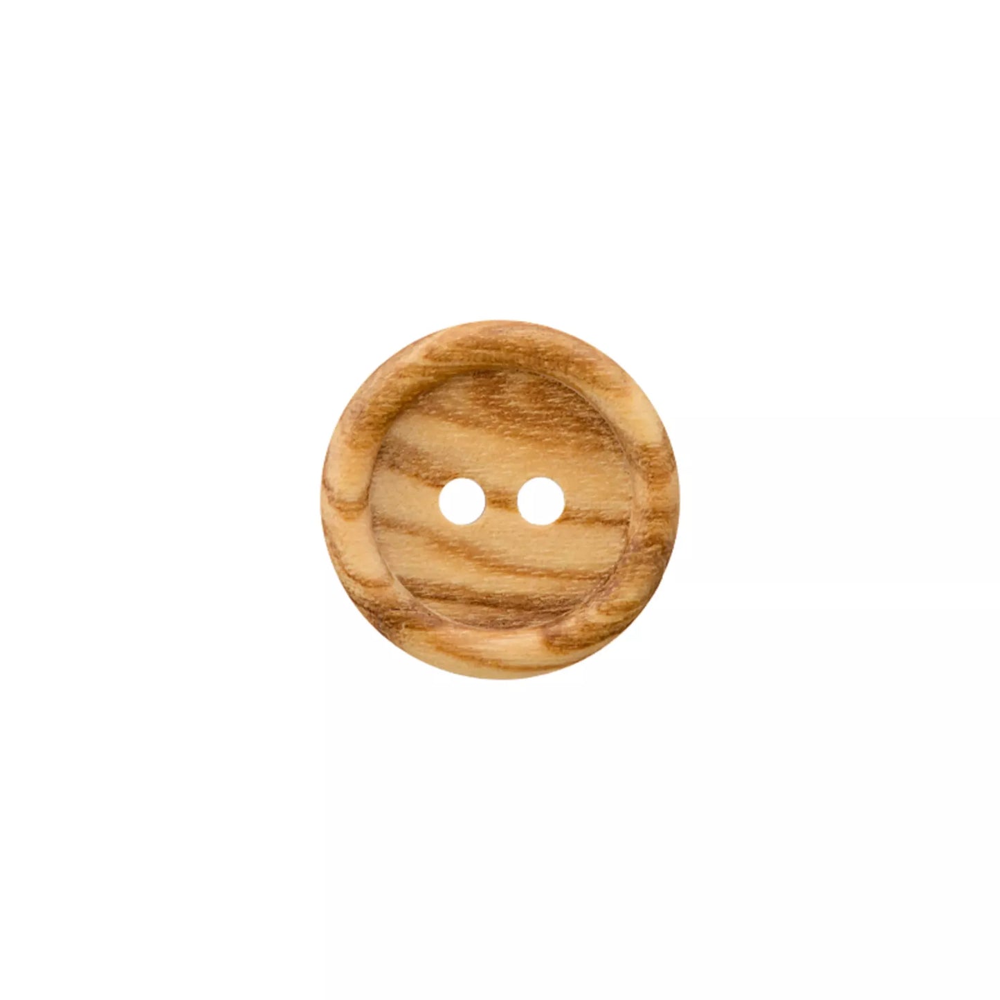 Prym Holzknopf mit Rand – 2-Loch, 18 mm & 23 mm, naturfarben