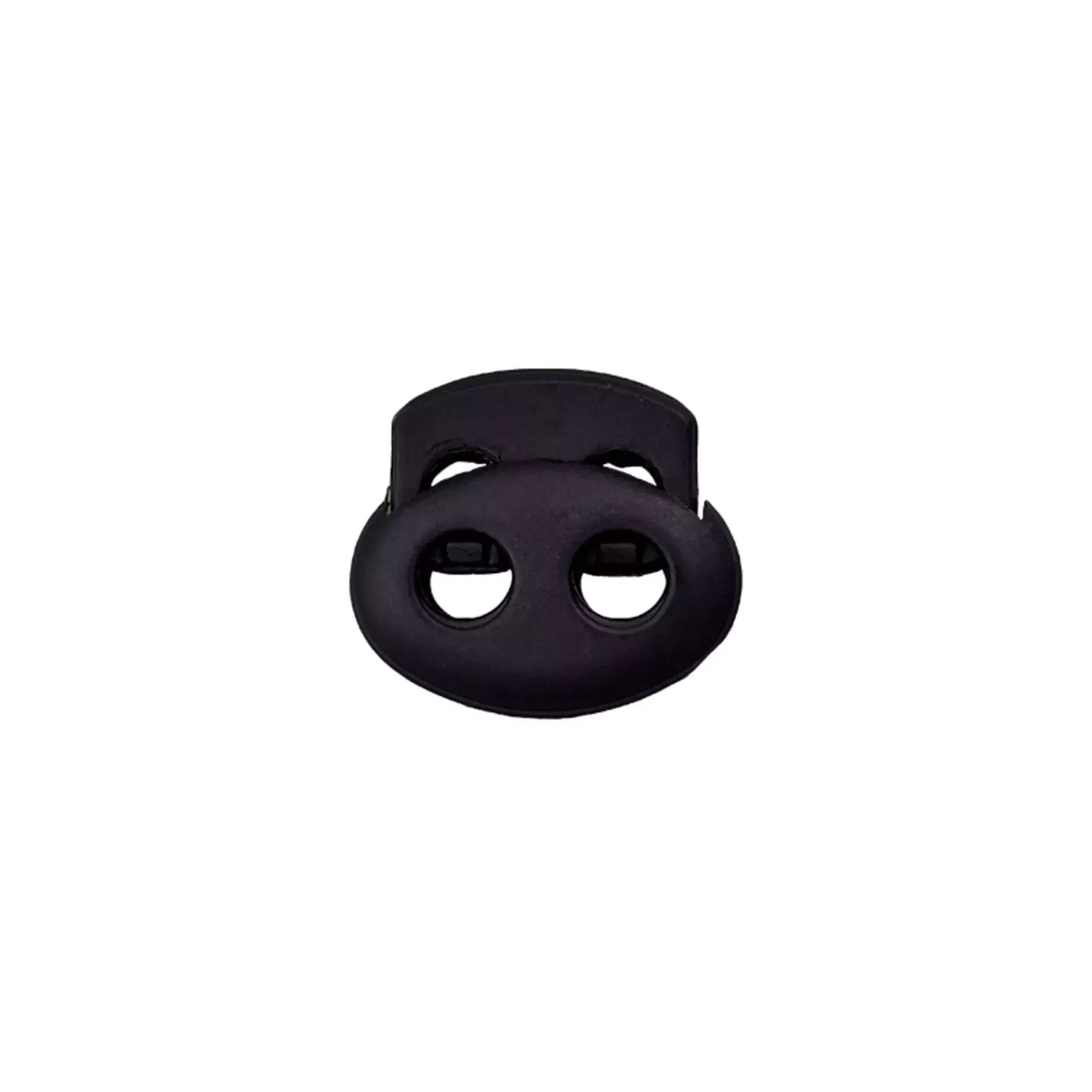 Schwarzer Kordelstopper 3 mm mit 2-Loch-Durchlass, 15 mm