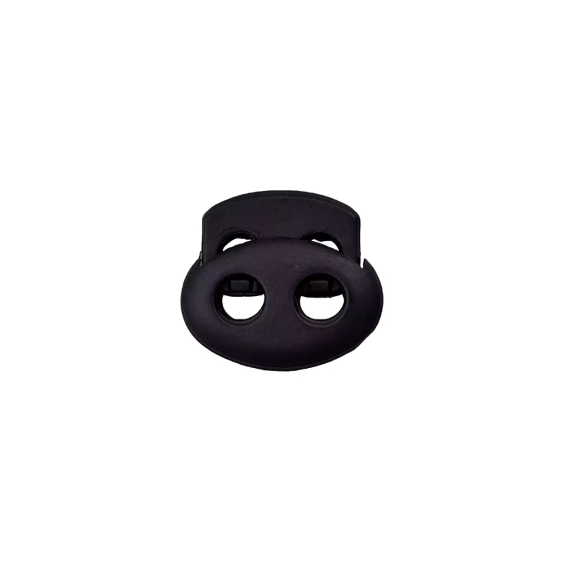 Schwarzer Kordelstopper 3 mm mit 2-Loch-Durchlass, 15 mm