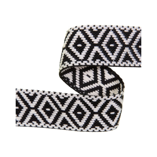 Veno Gurtband Ethno-Muster – gewebt, Schwarz-Weiß 40 mm
