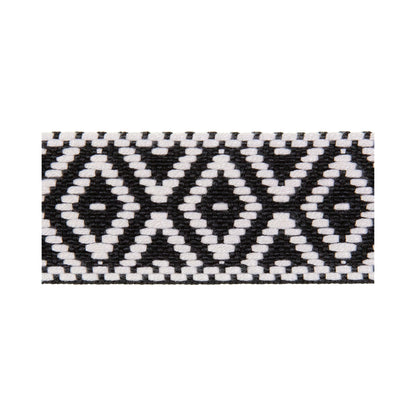 Veno Gurtband Ethno-Muster – gewebt, Schwarz-Weiß 40 mm