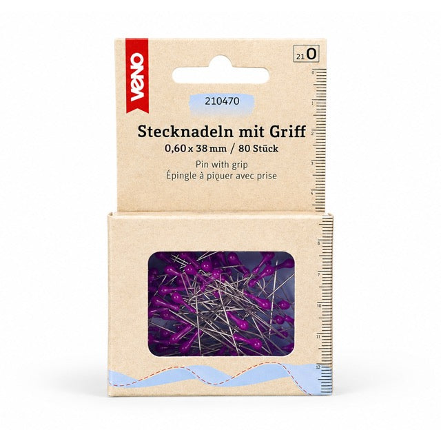 Veno Stecknadeln mit ergonomischem Kunststoffgriff für präzises Stecken beim Nähen