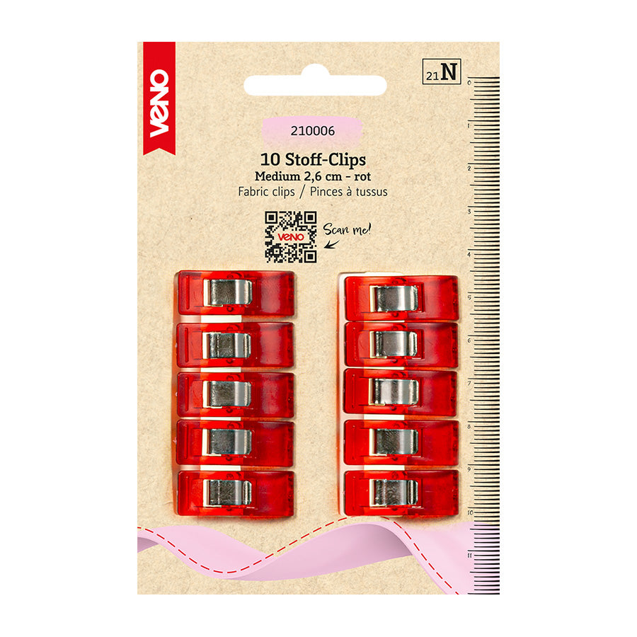 Stoff-Clips, rot 10er-Set