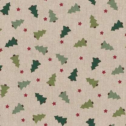 Weihnachtsstoff mit Bäumen und Sternen