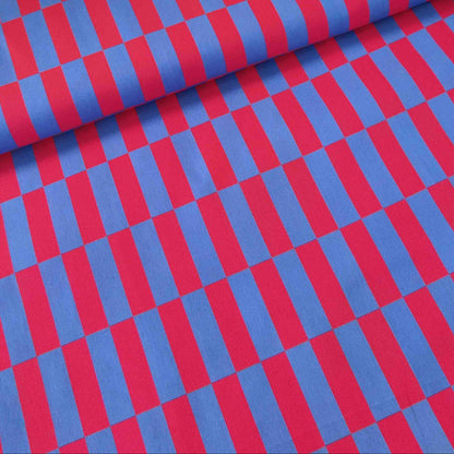 Canvas Stoff rot blau geometrisches Muster
