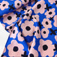 Canvas Blumenstoff blau rosa schwarz