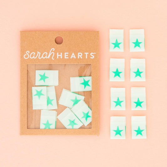 Mintgrüne Stern-Webetiketten von Sarah Hearts