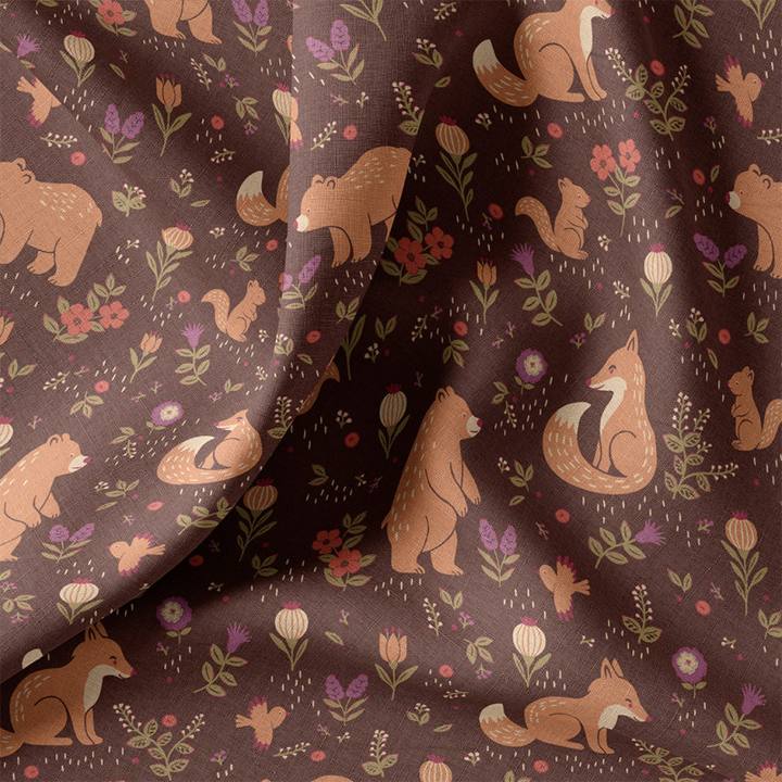 Faltenwurf von Sylvana2 mit Bären, Füchsen und floralen Details