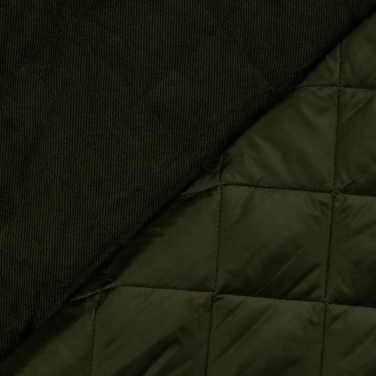 Steppstoff Waldgrün mit Feincord und Nylon – doppelseitiger Stoff, wattiert 