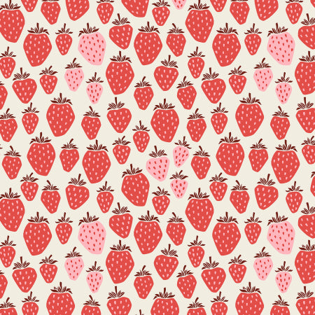 Canvas „Under The Apple Tree – Erdbeeren“ von Loes van Oosten. Robuster Stoff mit Erdbeer-Motiv. Auch als Baumwolle in zwei Farben erhältlich.