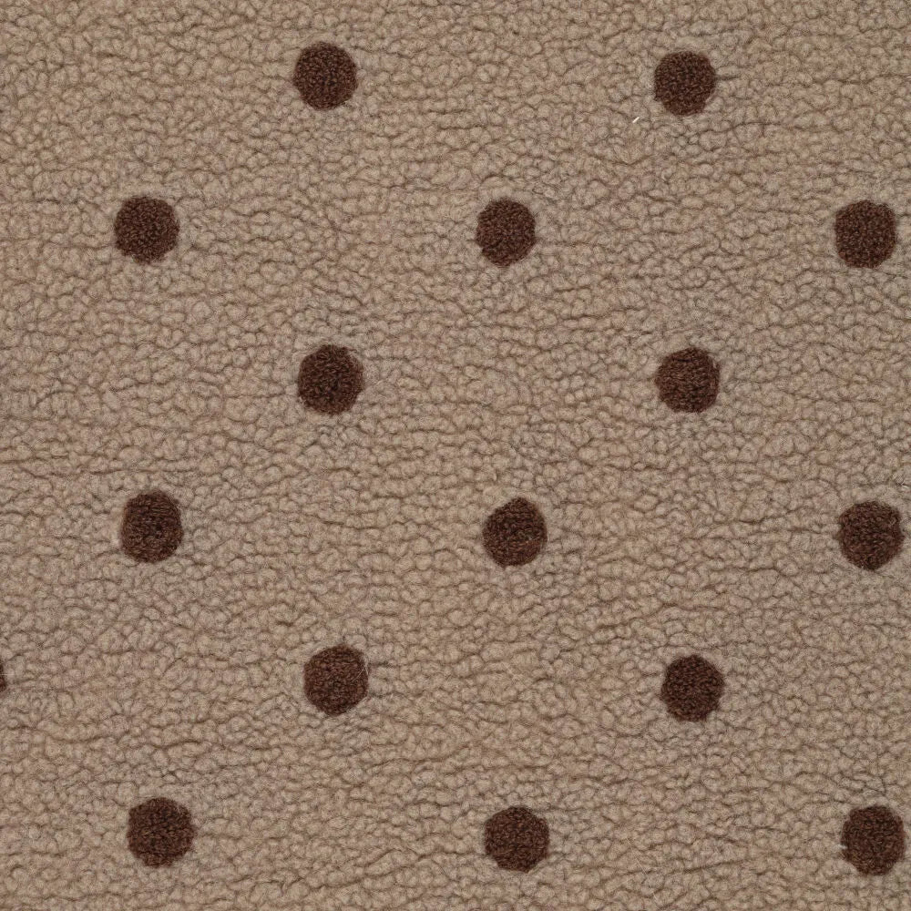 Teddystoff mit gestickten Punkten – taupe / braun