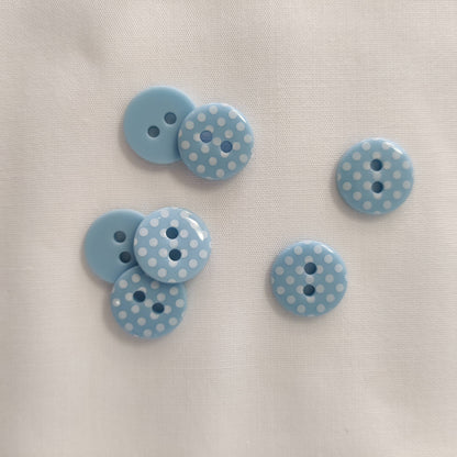 Polka Dot Knopf hellblau weiß 12mm