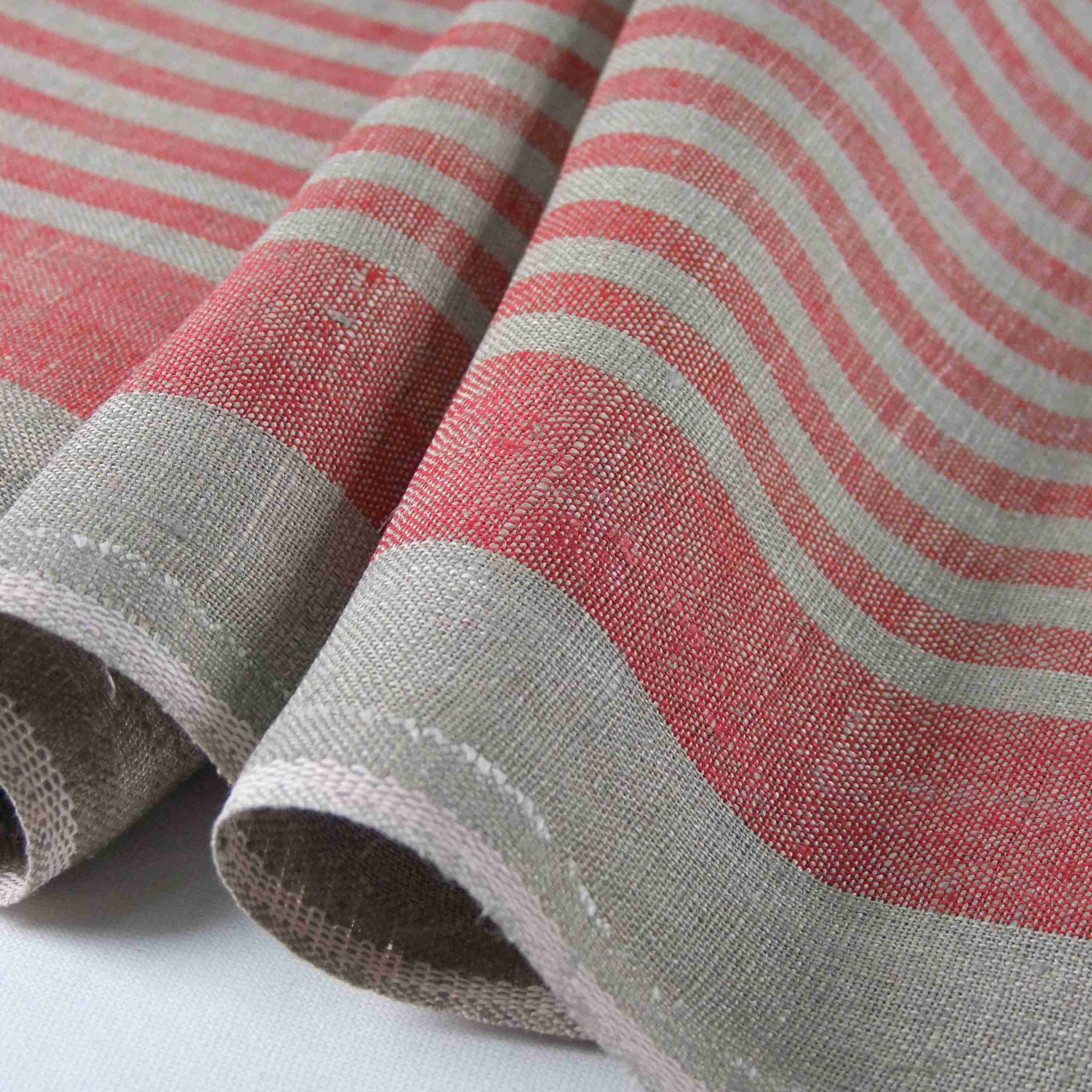 Geschirrtuchleinen vom Meter beige rot