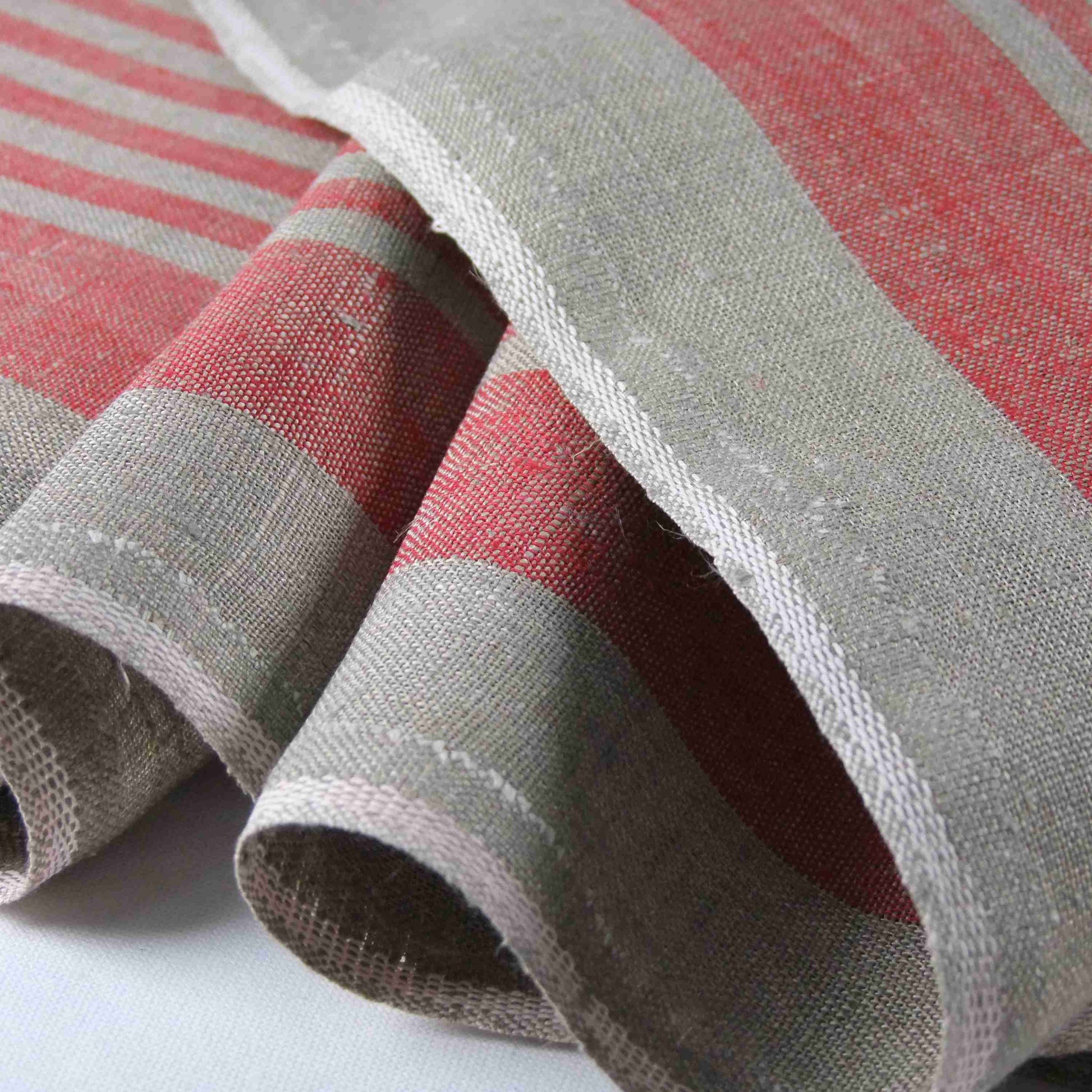 Geschirrtuchleinen vom Meter beige rot