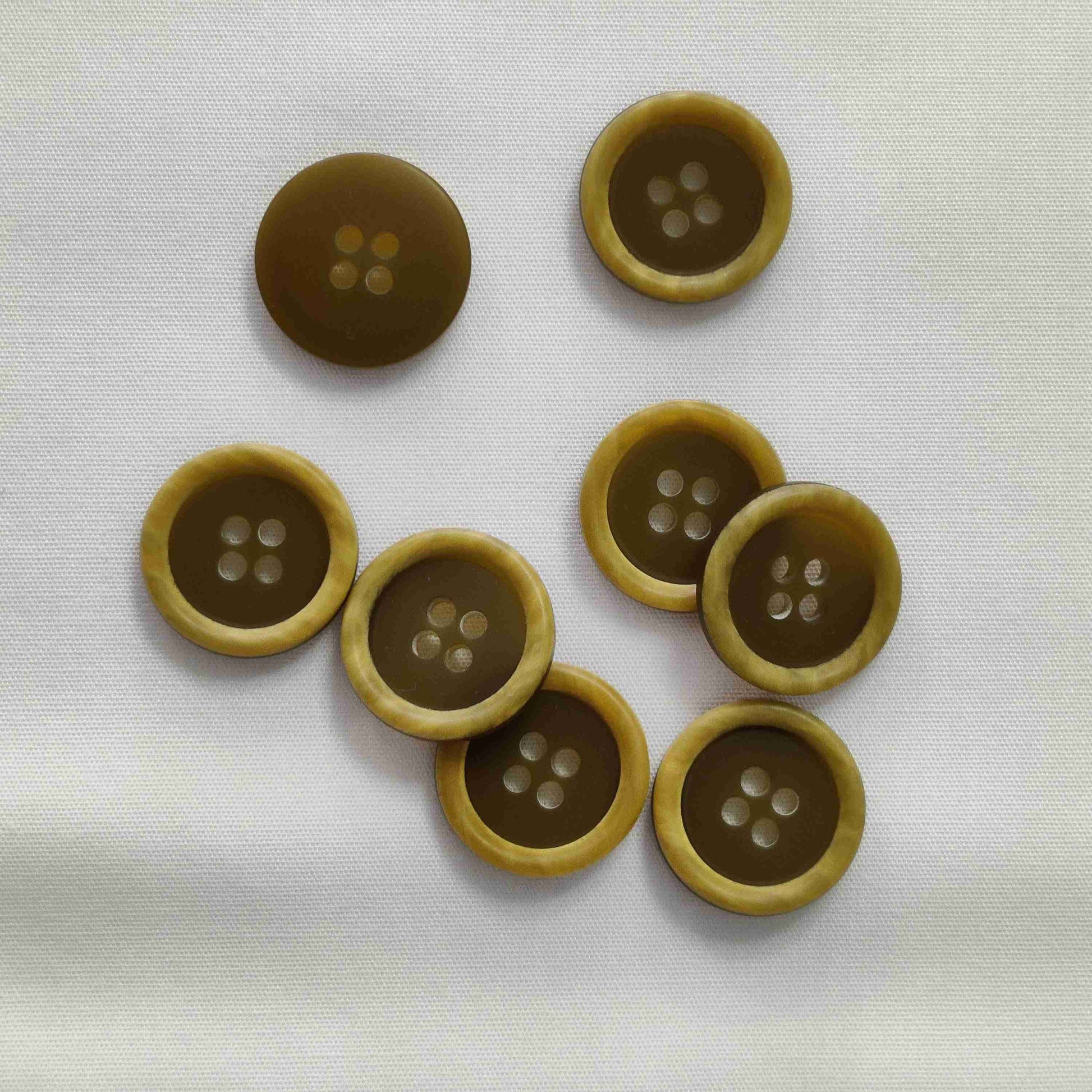 Polyesterknopf Rand 28mm olive Veno